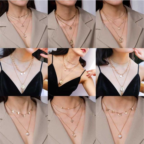 pendant necklaces punk multi-layer gold metal long chain necklace coin pearl moon star women choker for jewelry gift, Silver
pendant necklaces punk multi-layer gold metal long chain necklace coin pearl moon star women choker for jewelry gift, Silver