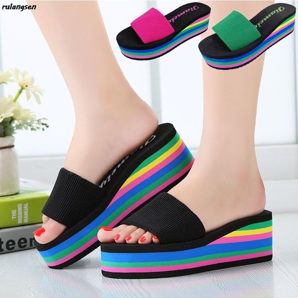 slippers 21 summer women's shoes korean style flip-flops thick-soled high-heeled rainbow sponge cake wedges sandals, Black
slippers 21 summer women's shoes korean style flip-flops thick-soled high-heeled rainbow sponge cake wedges sandals, Black