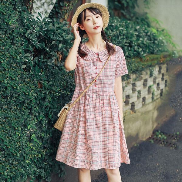 maternity dresses dress summer 2021 loose mid-length doll collar short-sleeved plaid cotton and linen, White
maternity dresses dress summer 2021 loose mid-length doll collar short-sleeved plaid cotton and linen, White
