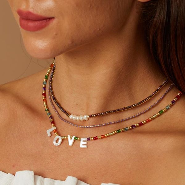 chokers zmzy boho handmade glass bead necklace letter love girl choker clavicular chain colorful female beach collier femme jewelry, Golden;silver
chokers zmzy boho handmade glass bead necklace letter love girl choker clavicular chain colorful female beach collier femme jewelry, Golden;silver