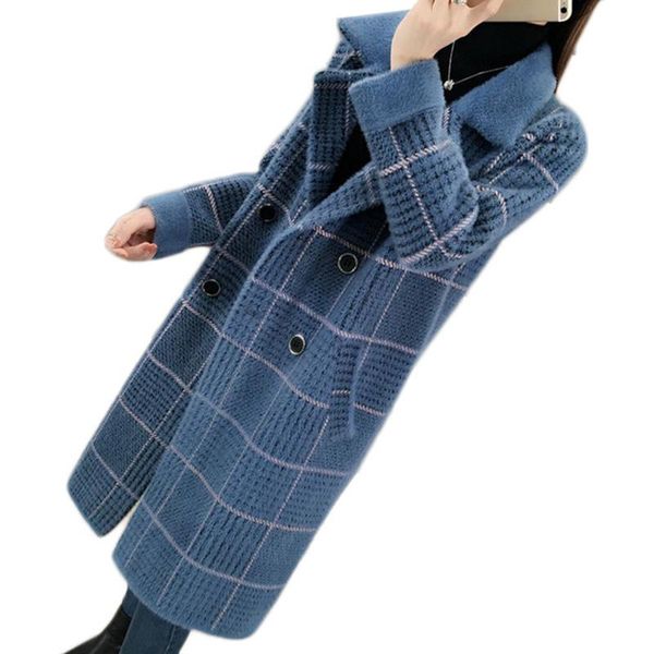 women's wool & blends imitation mink velvet coat women long woolen coats autumn winter thick loose warm plaid overcoat, Black
women's wool & blends imitation mink velvet coat women long woolen coats autumn winter thick loose warm plaid overcoat, Black