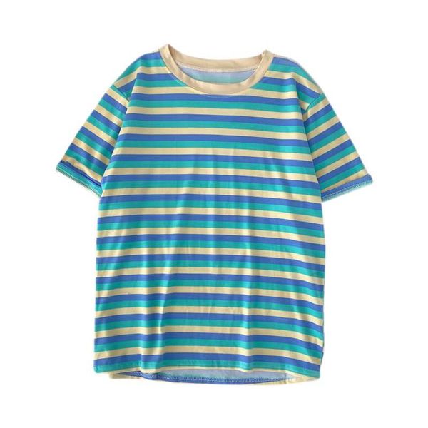 women's t-shirt summer arrival women rainbow striped punk o-neck casual short sleeve korean tee, White
women's t-shirt summer arrival women rainbow striped punk o-neck casual short sleeve korean tee, White