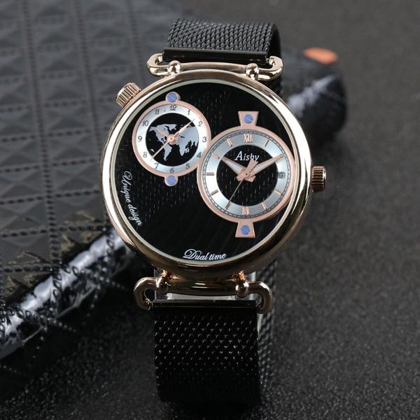 wristwatches 2021 aishy fashion watch men stainless steel business wrist relogio masculino dual time zone, Slivery;brown
wristwatches 2021 aishy fashion watch men stainless steel business wrist relogio masculino dual time zone, Slivery;brown