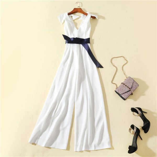 women's jumpsuits & rompers women girls deep v-neck white jumpsuit sleeveless wasit bow tie long overalls 2021 summer navy, Black;white
women's jumpsuits & rompers women girls deep v-neck white jumpsuit sleeveless wasit bow tie long overalls 2021 summer navy, Black;white