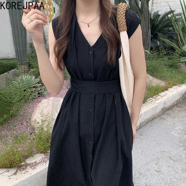 korejpaa women dress korean chic simple elegant v-neck strap butterfly waist-tie single-row button-down sleeveless vestido 210526, Black;gray
korejpaa women dress korean chic simple elegant v-neck strap butterfly waist-tie single-row button-down sleeveless vestido 210526, Black;gray