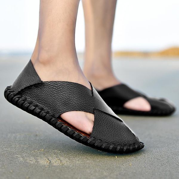 sandals comfortable handmade men genuine leather soft summer men's shoes retro casual beach big size 45 46, Black
sandals comfortable handmade men genuine leather soft summer men's shoes retro casual beach big size 45 46, Black