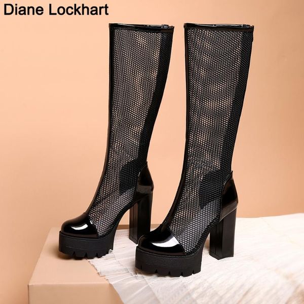punk rock gothic knight motorcycle knee high boots women patent leather block heels mesh zip summer female platform riding boot, Black
punk rock gothic knight motorcycle knee high boots women patent leather block heels mesh zip summer female platform riding boot, Black