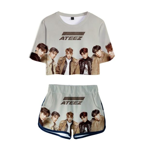 men's t-shirts ateez 3d printed kpop womens two piece sets fashion summer short sleeve girls crop +shorts casual streetwear clothes, White;black
men's t-shirts ateez 3d printed kpop womens two piece sets fashion summer short sleeve girls crop +shorts casual streetwear clothes, White;black