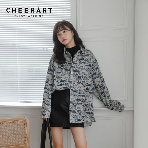 cartoon print vintage shirt long sleeve and blouses 2021 fashion women button up loose designer clothes women's & shirts, White
cartoon print vintage shirt long sleeve and blouses 2021 fashion women button up loose designer clothes women's & shirts, White