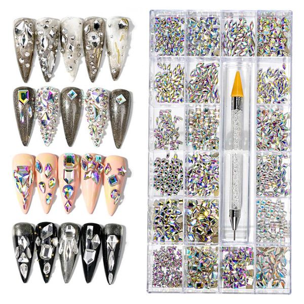 nail art decorations 1box mixed size glass rhinestones flatback ab crystal 3d gems manicure nails accessories tools, Silver;gold
nail art decorations 1box mixed size glass rhinestones flatback ab crystal 3d gems manicure nails accessories tools, Silver;gold
