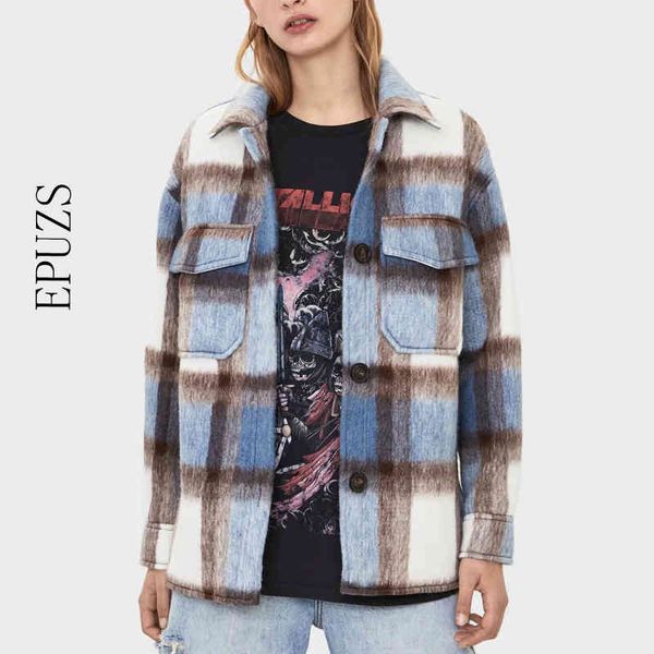 vintage oversize plaid jacket women biker jacket spring antumn long sleeve coat casual chaqueta mujer 210430, Black;brown
vintage oversize plaid jacket women biker jacket spring antumn long sleeve coat casual chaqueta mujer 210430, Black;brown