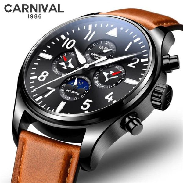 wristwatches carnival moon phase mens watches luminous automatic mechanical watch men sports leather waterproof sport, Slivery;brown
wristwatches carnival moon phase mens watches luminous automatic mechanical watch men sports leather waterproof sport, Slivery;brown
