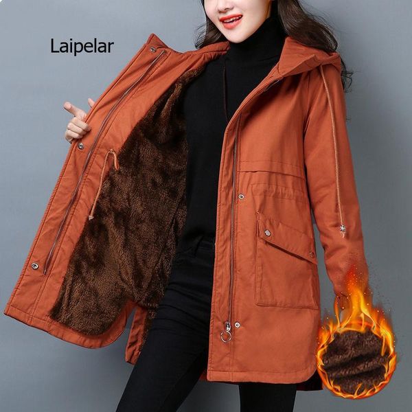 women's trench coats winter jacket cotton coat plus velvet thick hooded lady windbreaker large size loose female long parka outwear, Tan;black
women's trench coats winter jacket cotton coat plus velvet thick hooded lady windbreaker large size loose female long parka outwear, Tan;black