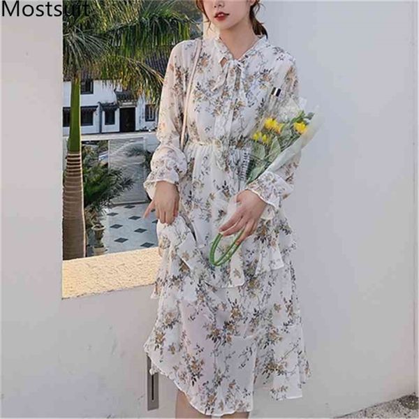 spring printed chiffon long dress women flare sleeve bow collar korean fashion sweet pleated dresses vestidos mujer 210513, Black;gray
spring printed chiffon long dress women flare sleeve bow collar korean fashion sweet pleated dresses vestidos mujer 210513, Black;gray