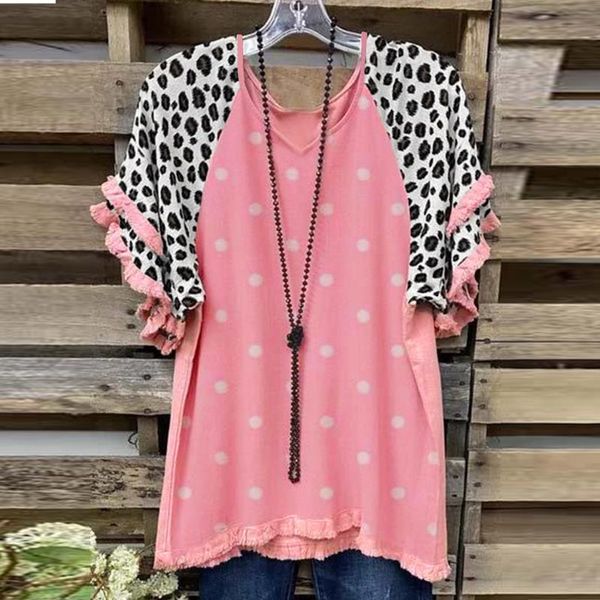 women's blouses & shirts fashion o-neck leopard print blouse ruffles half sleeve printing t-shirt women 2021 short sleeves, White
women's blouses & shirts fashion o-neck leopard print blouse ruffles half sleeve printing t-shirt women 2021 short sleeves, White