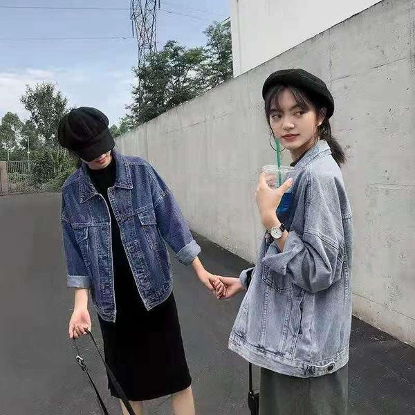 women jacket autumn winter oversize denim jackets washed blue jeans coat turn-down collar outwear bomber women's, Black;brown
women jacket autumn winter oversize denim jackets washed blue jeans coat turn-down collar outwear bomber women's, Black;brown