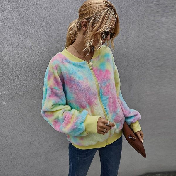 women's o neck contrast colors tie-dye zipper loose jacket autumn winter streetwear plush casual coat female jackets, Black;brown
women's o neck contrast colors tie-dye zipper loose jacket autumn winter streetwear plush casual coat female jackets, Black;brown