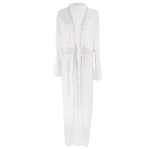 women's swimwear women flare long sleeve swimsuit bikini cover up hollow out lace trim open front kimono cardigan drawstring waist blou, White;black
women's swimwear women flare long sleeve swimsuit bikini cover up hollow out lace trim open front kimono cardigan drawstring waist blou, White;black