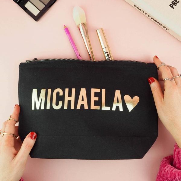 gold silver writing personalized make up bag bridesmaid gifts wedding accessory custom name women cosmetic with zipper bags & cases
gold silver writing personalized make up bag bridesmaid gifts wedding accessory custom name women cosmetic with zipper bags & cases