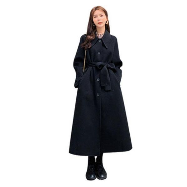 women's wool & blends chaqueta mujer winter ladies woolen coat lapel fashion single-breasted straight korean temperament waist belted l, Black
women's wool & blends chaqueta mujer winter ladies woolen coat lapel fashion single-breasted straight korean temperament waist belted l, Black