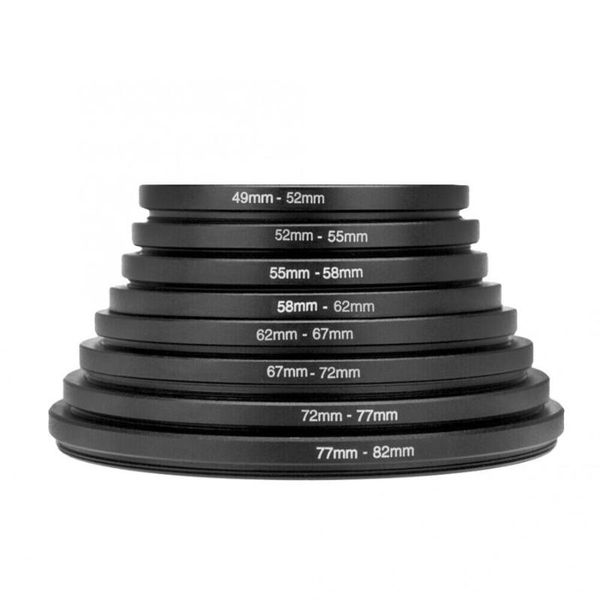 lens adapters & mounts 8 pcs metal step up rings universal filter adapter set 49-52-55-58-62-67-72-77-82mm
lens adapters & mounts 8 pcs metal step up rings universal filter adapter set 49-52-55-58-62-67-72-77-82mm