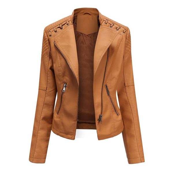 spring women's leather jacket slim turn-down collar short pu women zipper motorcycle jackets outwear female & faux, Black
spring women's leather jacket slim turn-down collar short pu women zipper motorcycle jackets outwear female & faux, Black