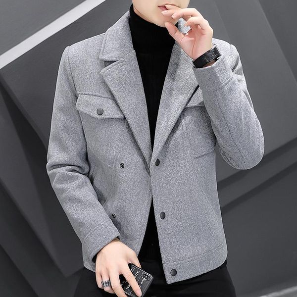 men's wool & blends 2021 autumn winter coat men lapel short jackets casual business trench social streetwear windbreaker overcoat, Black
men's wool & blends 2021 autumn winter coat men lapel short jackets casual business trench social streetwear windbreaker overcoat, Black