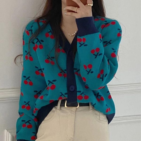 women's knits & tees chic sweet cherry jacquard vintage button-up sweater v-neck long sleeve knitted cardigan 2021 autumn winter all-ma, White
women's knits & tees chic sweet cherry jacquard vintage button-up sweater v-neck long sleeve knitted cardigan 2021 autumn winter all-ma, White