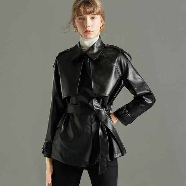 women's leather & faux autumn women jacket purple color turn-down collar slim fashion motorcycle biker withe belt, Black
women's leather & faux autumn women jacket purple color turn-down collar slim fashion motorcycle biker withe belt, Black