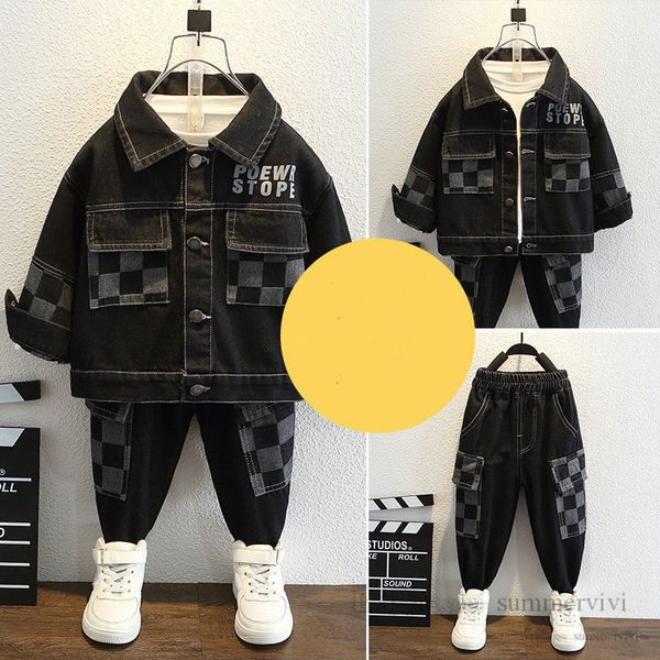 kids checkerboard denim clothes sets boys letter printed lapel long sleeve jacket+loose jeans 2pcs 2022 spring children casual outfits q4978, White
kids checkerboard denim clothes sets boys letter printed lapel long sleeve jacket+loose jeans 2pcs 2022 spring children casual outfits q4978, White