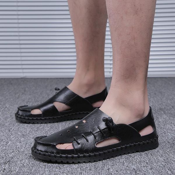 sandals fashion genuine leather men shoes handmade hollow outdoor beach classic casual anti-slip plus size 38-48, Black
sandals fashion genuine leather men shoes handmade hollow outdoor beach classic casual anti-slip plus size 38-48, Black