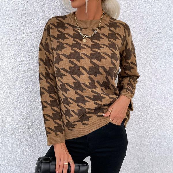 women's sweaters houndstooth knitted sweater fall 2021 women loose casual o neck hit color long sleeve fashion drop, White;black
women's sweaters houndstooth knitted sweater fall 2021 women loose casual o neck hit color long sleeve fashion drop, White;black
