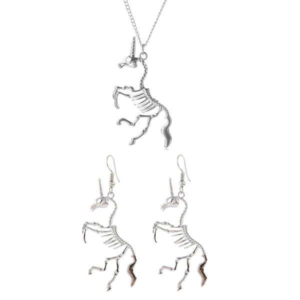 creative hyperbole unicorn skeleton pendants necklaces earrings jewelry set women personality punk alloy unicorns necklace, Silver
creative hyperbole unicorn skeleton pendants necklaces earrings jewelry set women personality punk alloy unicorns necklace, Silver