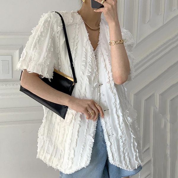 women's jackets korean chic summer french retro v collar three buckle loose tassel stitching leisure short sleeve cardigan jacket femal, Black;brown
women's jackets korean chic summer french retro v collar three buckle loose tassel stitching leisure short sleeve cardigan jacket femal, Black;brown