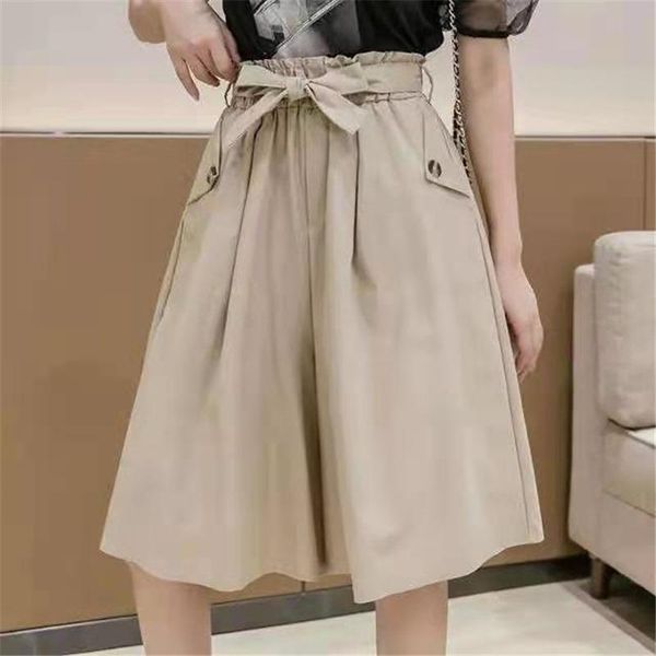 women's shorts limiguyue fashion cotton summer korean style women wide leg short trousers female high waist skirts with sashes k1398, White;black
women's shorts limiguyue fashion cotton summer korean style women wide leg short trousers female high waist skirts with sashes k1398, White;black