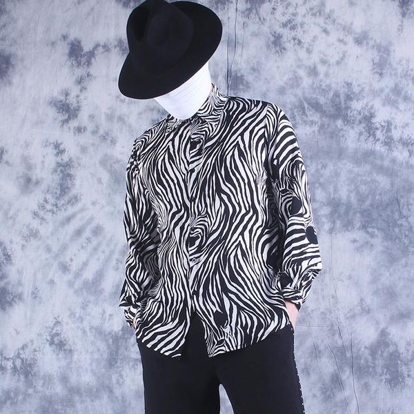 men's casual shirts spring/summer logo thin long-sleeved shirt personality retro zebra-print loose nightclub hipster shirt., White;black
men's casual shirts spring/summer logo thin long-sleeved shirt personality retro zebra-print loose nightclub hipster shirt., White;black