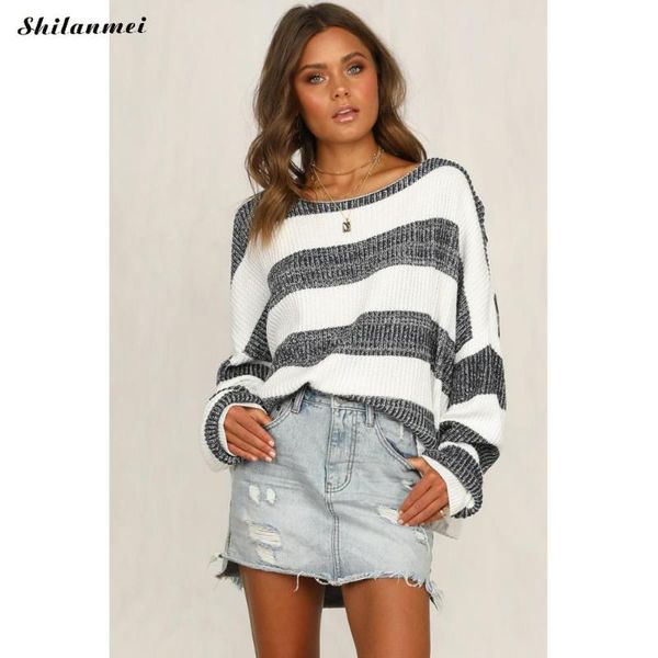 women's sweaters women sweater and pullovers 2021 autumn winter fashion long sleeve black white stripe knitted streetwear jumper, White;black
women's sweaters women sweater and pullovers 2021 autumn winter fashion long sleeve black white stripe knitted streetwear jumper, White;black