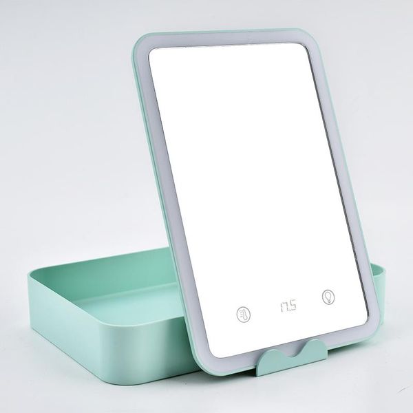 mirrors makeup mirror with led light storage box temperature display screen timed off setting organizer
mirrors makeup mirror with led light storage box temperature display screen timed off setting organizer