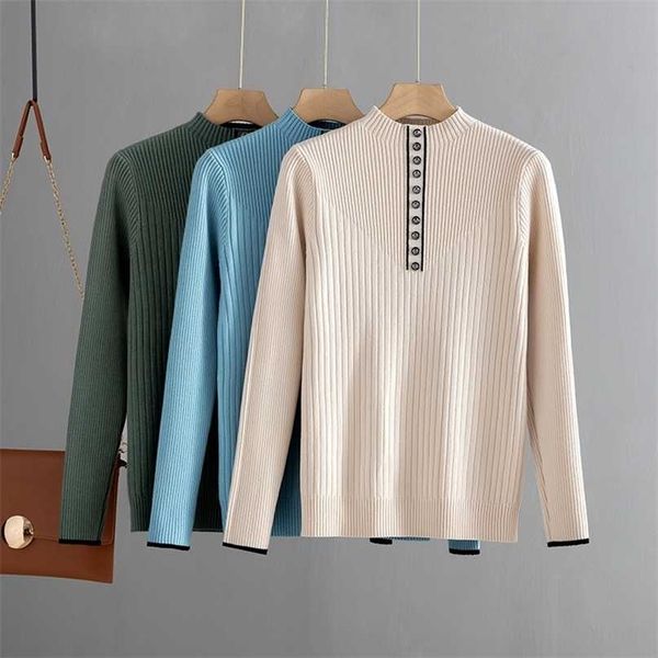 bygouby botton fashion women autumn winter warm sweater thick knitted pullover jumper female slime rib 211011, White;black
bygouby botton fashion women autumn winter warm sweater thick knitted pullover jumper female slime rib 211011, White;black