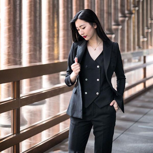 brand spring autumn women black 3 pieces sets blazer vest + ankle length pants office lady work suits set y222 women's two piece, White
brand spring autumn women black 3 pieces sets blazer vest + ankle length pants office lady work suits set y222 women's two piece, White