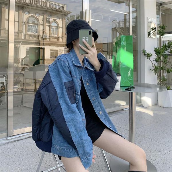 jacket denim 2021 fashion loose real s for men and women splicing cool women's jackets, Black;brown
jacket denim 2021 fashion loose real s for men and women splicing cool women's jackets, Black;brown