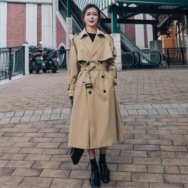 women's trench coats autumn winter women fashion with belt double breasted coat england style long sleeve pockets female outerwear over, Tan;black
women's trench coats autumn winter women fashion with belt double breasted coat england style long sleeve pockets female outerwear over, Tan;black