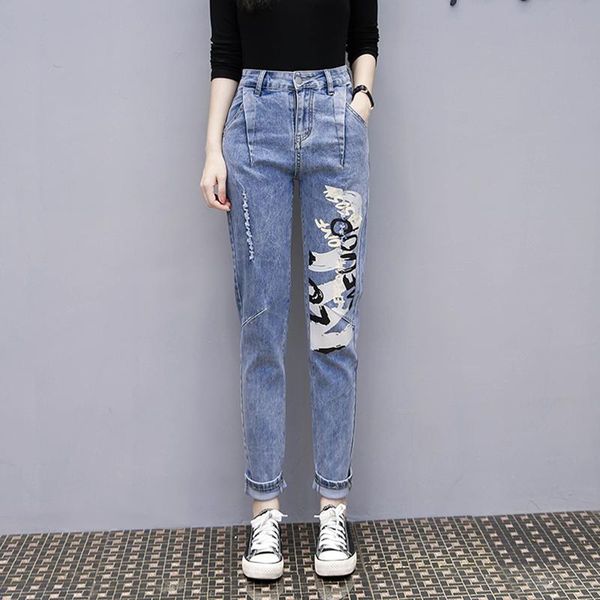 autumn pleated ripped women's jeans high waist skinny letters snow blue ankle length pants plus size mujer straight casualcowboy
autumn pleated ripped women's jeans high waist skinny letters snow blue ankle length pants plus size mujer straight casualcowboy