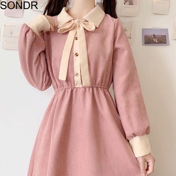 casual dresses one piece pink dress women autumn high waist long sleeve lady vestidos sweet cute soft girl bowknot midi, Black;gray
casual dresses one piece pink dress women autumn high waist long sleeve lady vestidos sweet cute soft girl bowknot midi, Black;gray