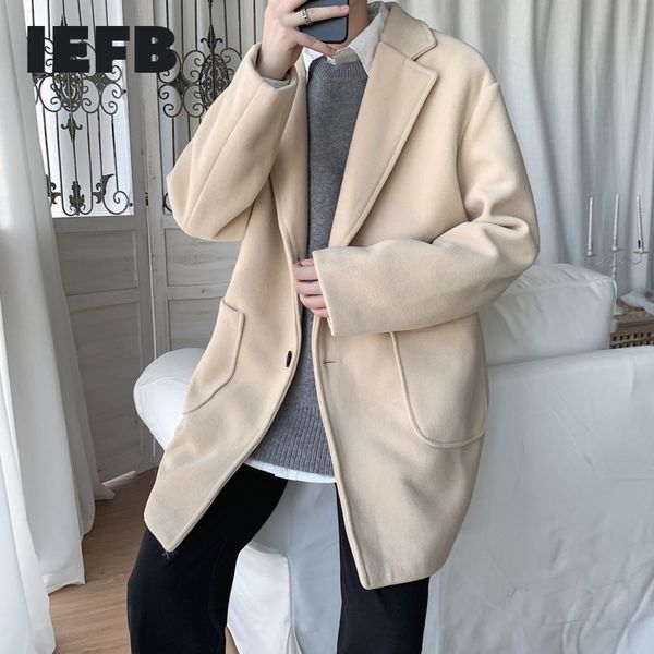 iefb / men's wear hnotched collar larg size mid length woolen coat men'slong sleeve single breasted double pockets cloth 9y4147 21, Black
iefb / men's wear hnotched collar larg size mid length woolen coat men'slong sleeve single breasted double pockets cloth 9y4147 21, Black