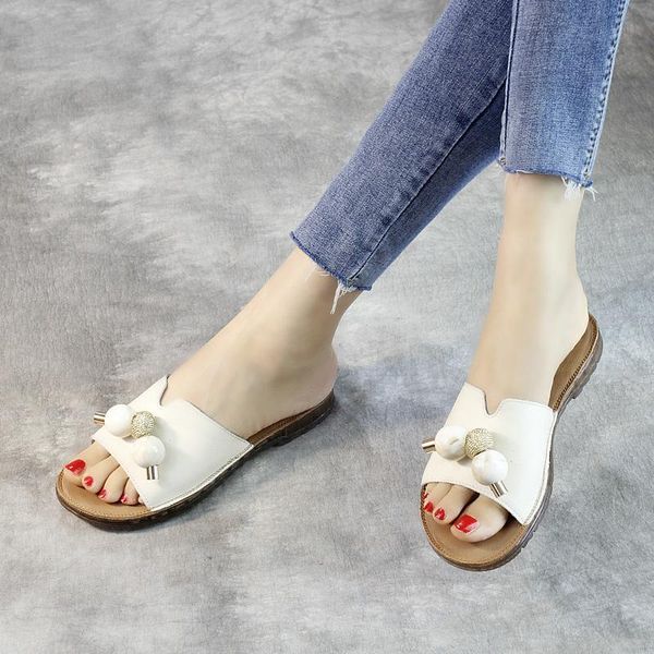 slippers handmade genuine leather women casual shoes white flat heels summer for beach 2021, Black
slippers handmade genuine leather women casual shoes white flat heels summer for beach 2021, Black