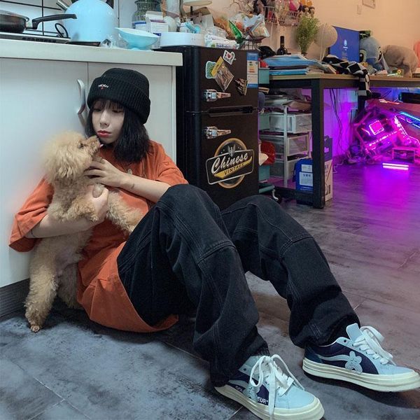 retro jeans women harajuku vintage black street bf style chic college teens streetwear all-match loose fashion femme trousers, Blue
retro jeans women harajuku vintage black street bf style chic college teens streetwear all-match loose fashion femme trousers, Blue