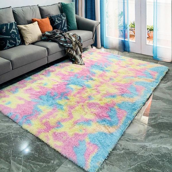 

rainbow fluffy rugs anti-skid shaggy area rug dining room carpet floor mat home bedroom 40*60cm/80*120cm/120*160cm carpets