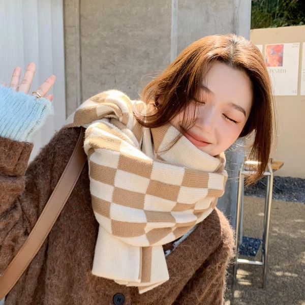 large checkerboard plaid scarf female ins new autumn and winter warm knitted scarf student retro shawl, Blue;gray
large checkerboard plaid scarf female ins new autumn and winter warm knitted scarf student retro shawl, Blue;gray