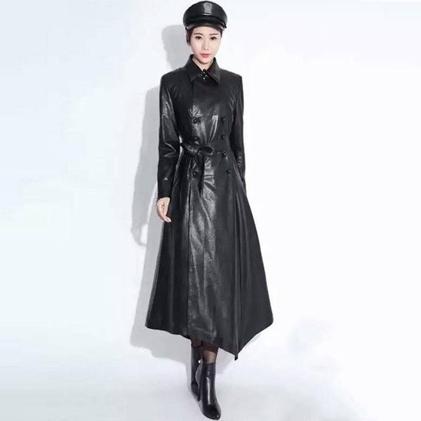 women's leather & faux autumn and winter fashion women long pu windbreaker single-breasted jacket solid color large size yh550, Black
women's leather & faux autumn and winter fashion women long pu windbreaker single-breasted jacket solid color large size yh550, Black